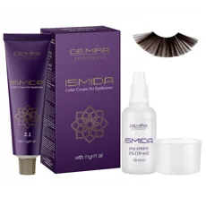 Крем-фарба для брів та вій тон 2.1 (темно-коричневий), 20 мл + 20 мл Color Cream for Eyebrows ISMIDA DeMira Professional