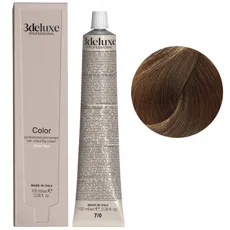 7/0 блондин натуральний Фарба перманентна для волосся, 100 мл Permanent Hair Color 3deluxe Professional