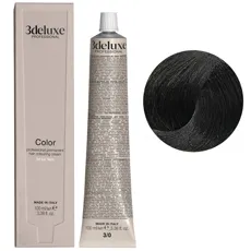 3/0 темно-коричневий натуральний Фарба перманентна для волосся, 100 мл Permanent Hair Color 3deluxe Professional