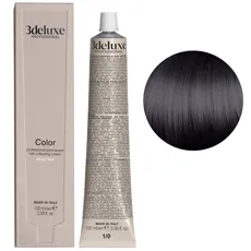 1/0 чорний натуральний Фарба перманентна для волосся, 100 мл Permanent Hair Color 3deluxe Professional