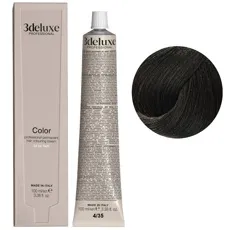 4/35 коричнево-шоколадний Фарба перманентна для волосся, 100 мл Permanent Hair Color 3deluxe Professional