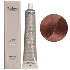 7/4 блондин мідний Фарба перманентна для волосся, 100 мл Permanent Hair Color 3deluxe Professional