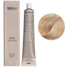 10/02 платиновий блондин перлинний Фарба перманентна для волосся, 100 мл Permanent Hair Color 3deluxe Professional