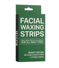 Воскові смужки для обличчя Facial waxing strips (набір: 10 двосторонніх смужок+2 фінішні серветки) KODI Professional  