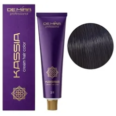 2/1 синьо-чорний Крем-фарба перманентна, 90 мл Cream hair color KASSIA DEMIRA Professional