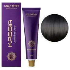 3/0 темно-каштановий натуральний Крем-фарба перманентна, 90 мл Cream hair color KASSIA DEMIRA Professional