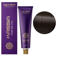 4/7 середньо-каштановий коричневий Крем-фарба перманентна, 90 мл Cream hair color KASSIA DEMIRA Professional