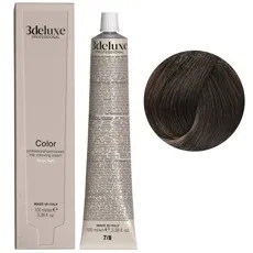 7/8 блондин середньо-коричневий Фарба перманентна для волосся, 100 мл Permanent Hair Color 3deluxe Professional