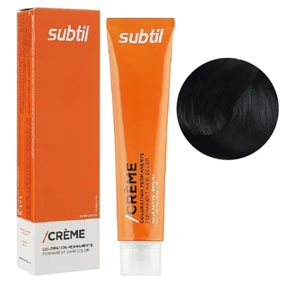 1 чорний Стійка крем-фарба для волосся, 60 мл CREME Permanent Hair Color Subtil