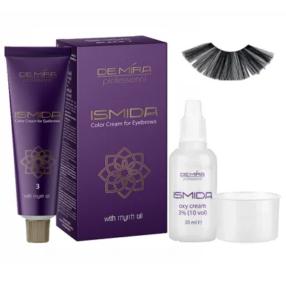 Крем-фарба для брів та вій тон 3 (графітовий), 20 мл + 20 мл Color Cream for Eyebrows ISMIDA DeMira Professional