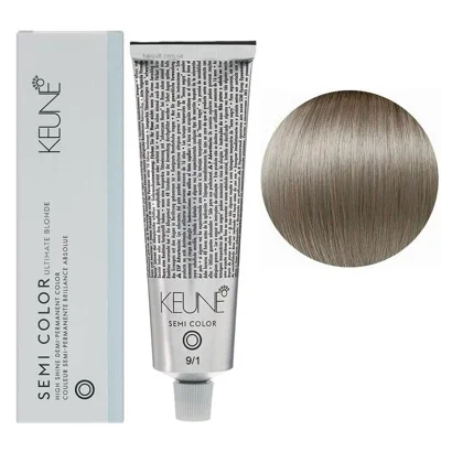 9/1 Дуже світлий блондин попелястий Фарба для тонування волосся без аміаку,  60 мл Demi-Permanent Color SЕМІ COLOR KEUNE