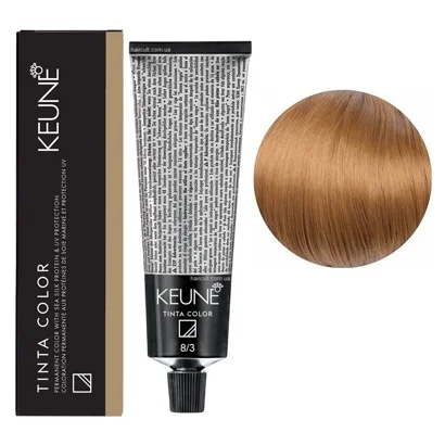 8/3 Світлий блондин золотистий Фарба перманентна для волосся,  60 мл Permanent Color TINTA COLOR KEUNE