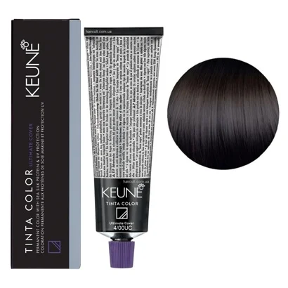 4/00 UC Середньо-коричневий натуральний інтенсивний Фарба перманентна для волосся,  60 мл Permanent Color TINTA COLOR KEUNE