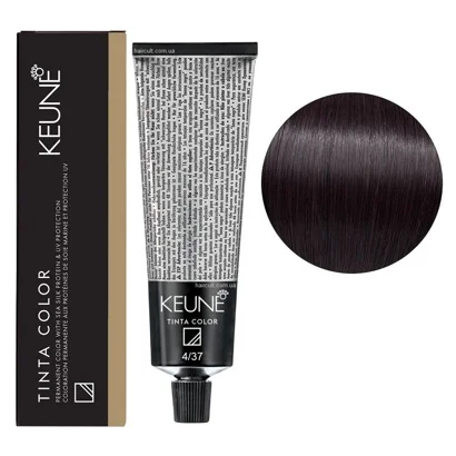 4/37 Середньо-коричневий золотисто-фіолетовий Фарба перманентна для волосся,  60 мл Permanent Color TINTA COLOR KEUNE