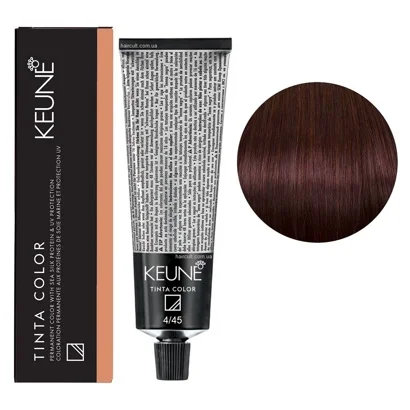 4/45 Середньо-коричневий мідно-махагоновий Фарба перманентна для волосся,  60 мл Permanent Color TINTA COLOR KEUNE