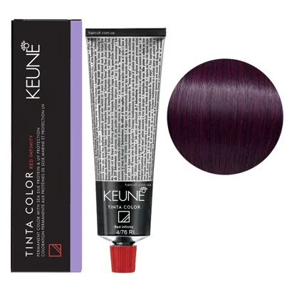 4/76 RI Середньо-коричневий фіолетово-червоний Фарба перманентна для волосся,  60 мл Permanent Color TINTA COLOR KEUNE