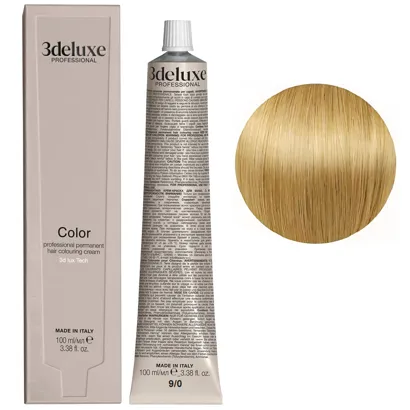 9/0 дуже світлий блондин натуральний Фарба перманентна для волосся, 100 мл Permanent Hair Color 3deluxe Professional