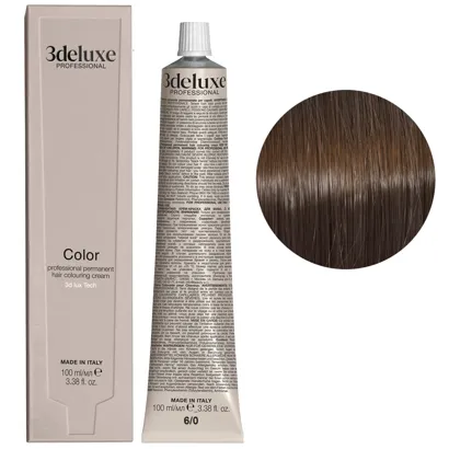 6/0 темний блондин натуральний Фарба перманентна для волосся, 100 мл Permanent Hair Color 3deluxe Professional