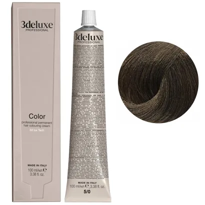 5/0 світло-коричневий натуральний Фарба перманентна для волосся, 100 мл Permanent Hair Color 3deluxe Professional