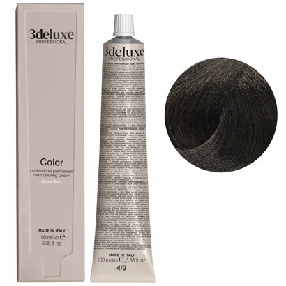 4/0 коричневий натуральний Фарба перманентна для волосся, 100 мл Permanent Hair Color 3deluxe Professional