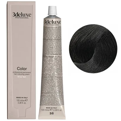 3/0 темно-коричневий натуральний Фарба перманентна для волосся, 100 мл Permanent Hair Color 3deluxe Professional