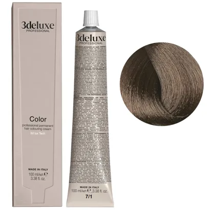 7/1 блондин попелястий Фарба перманентна для волосся, 100 мл Permanent Hair Color 3deluxe Professional