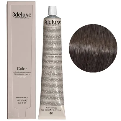 6/1 темний блондин попелястий Фарба перманентна для волосся, 100 мл Permanent Hair Color 3deluxe Professional