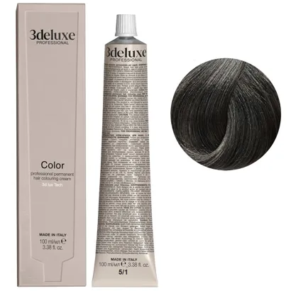 5/1 світло-коричневий попелястий Фарба перманентна для волосся, 100 мл Permanent Hair Color 3deluxe Professional
