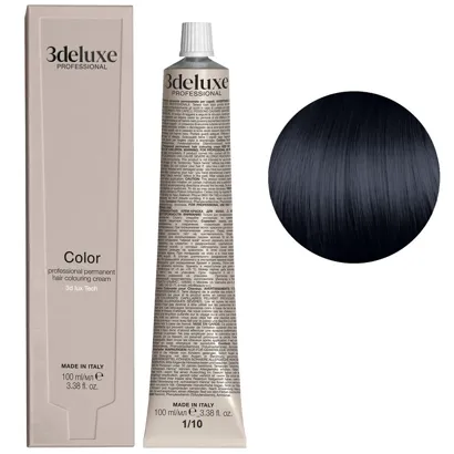 1/10 синьо-чорний попелястий Фарба перманентна для волосся, 100 мл Permanent Hair Color 3deluxe Professional