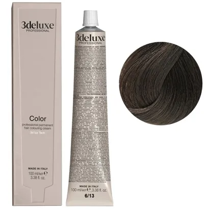 6/13 темний блондин бежевий Фарба перманентна для волосся, 100 мл Permanent Hair Color 3deluxe Professional