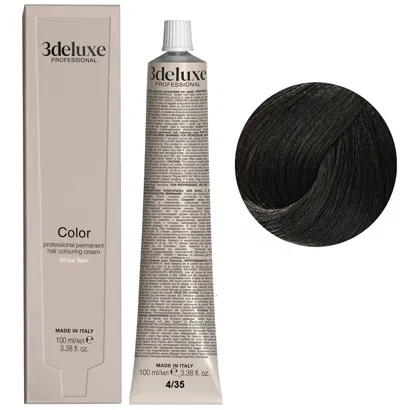 4/35 коричнево-шоколадний Фарба перманентна для волосся, 100 мл Permanent Hair Color 3deluxe Professional