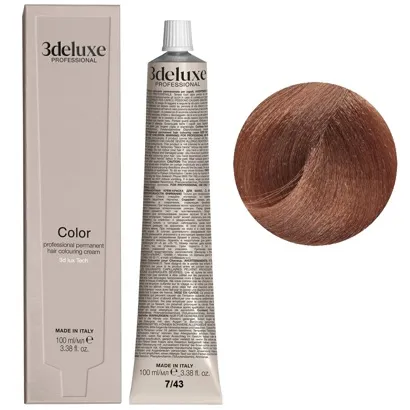 7/43 блондин мідно-золотистий Фарба перманентна для волосся, 100 мл Permanent Hair Color 3deluxe Professional