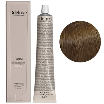 7/07 блондин матовий натуральний Фарба перманентна для волосся, 100 мл Permanent Hair Color 3deluxe Professional