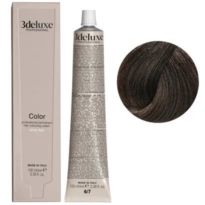 6/7 темний блондин коричневий Фарба перманентна для волосся, 100 мл Permanent Hair Color 3deluxe Professional