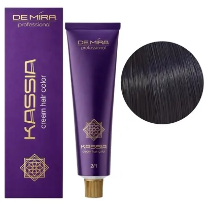 2/1 синьо-чорний Крем-фарба перманентна, 90 мл Cream hair color KASSIA DEMIRA Professional
