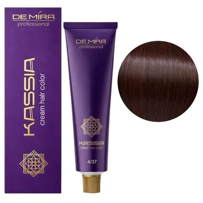4/37 середньо-каштановий золотисто-мідний Крем-фарба перманентна, 90 мл Cream hair color KASSIA DEMIRA Professional