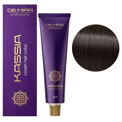 5/1 Середньо-каштановий попелястий Крем-фарба перманентна, 90 мл Cream hair color KASSIA DEMIRA Professional