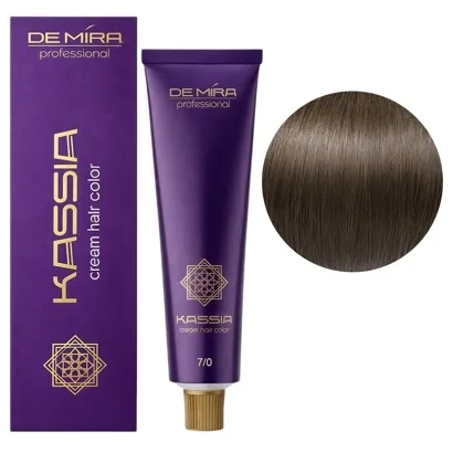 7/0 середній блондин натуральний Крем-фарба перманентна, 90 мл Cream hair color KASSIA DEMIRA Professional