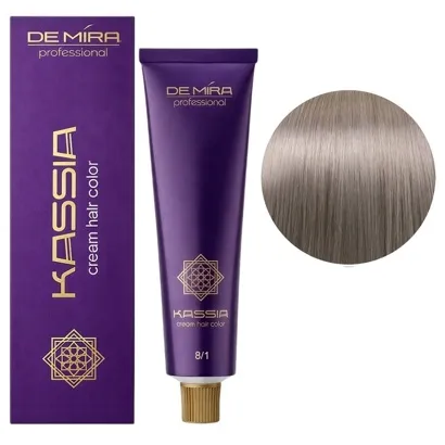 8/1 світлий блондин попелястий Крем-фарба перманентна, 90 мл Cream hair color KASSIA DEMIRA Professional