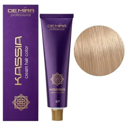 9/7 дуже світлий блондин коричневий Крем-фарба перманентна, 90 мл Cream hair color KASSIA DEMIRA Professional