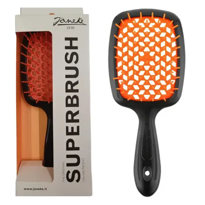 Щітка для волосся продувна ( колір: Чорний з помаранчевою серединкою ) BLACK ORANGE Standart SUPERBRUSH Janeke 