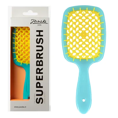 Щітка для волосся продувна ( колір: Бірюзовий з жовтою серединкою ) TURQUOISE YELLOW Standart SUPERBRUSH Janeke 