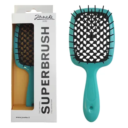 Щітка для волосся продувна ( колір: Бірюзовий з чорною середикою ) TURQUOISE BLACK Standart SUPERBRUSH Janeke