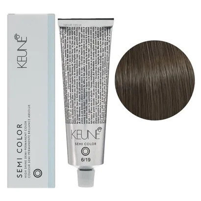 6/19 Темний блондин попелясто-матовий Фарба для тонування волосся без аміаку,  60 мл Demi-Permanent Color SЕМІ COLOR KEUNE