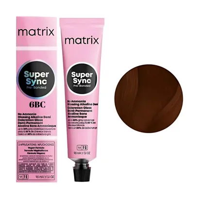 6BC Тонер для волосся на лужній основі без аміаку, 90 мл SUPER SYNC  Pre-Bonded MATRIX