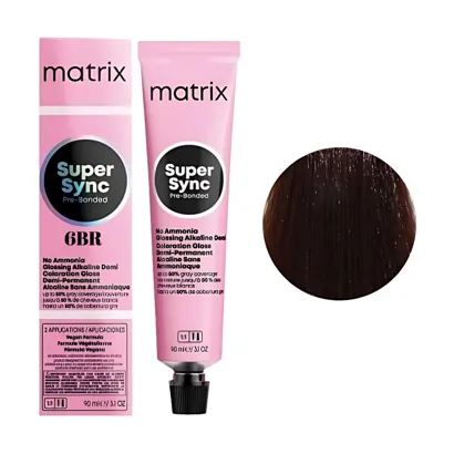 6BR Тонер для волосся на лужній основі без аміаку, 90 мл SUPER SYNC  Pre-Bonded MATRIX
