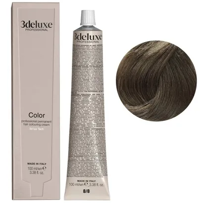 8/8 блондин світло-коричневий Фарба перманентна для волосся, 100 мл Permanent Hair Color 3deluxe Professional