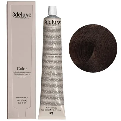 5/8 світло-каштановий коричневий Фарба перманентна для волосся, 100 мл Permanent Hair Color 3deluxe Professional