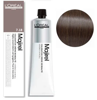 7/18 Блондин попелястий мокко Фарба для волосся стійка, 60 мл  Majirel L`Oreal Professionnel (оновлений формат)