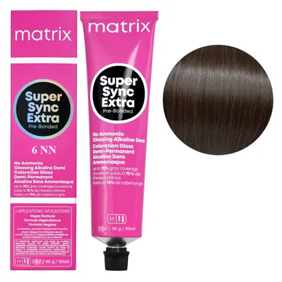 6NN Темний блондин натуральний інтенсивний Тонер для волосся на лужній основі без аміаку, 90 мл SUPER SYNC EXTRA Pre-Bonded MATRIX  